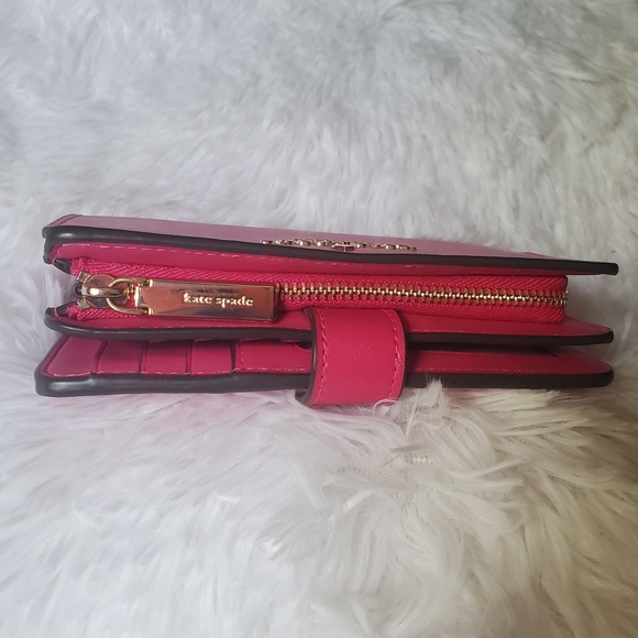 Kate Spade New York Staci Saffiano Leather Medium Wallet Deep Hibiscus NWT - Picture 4 of 16